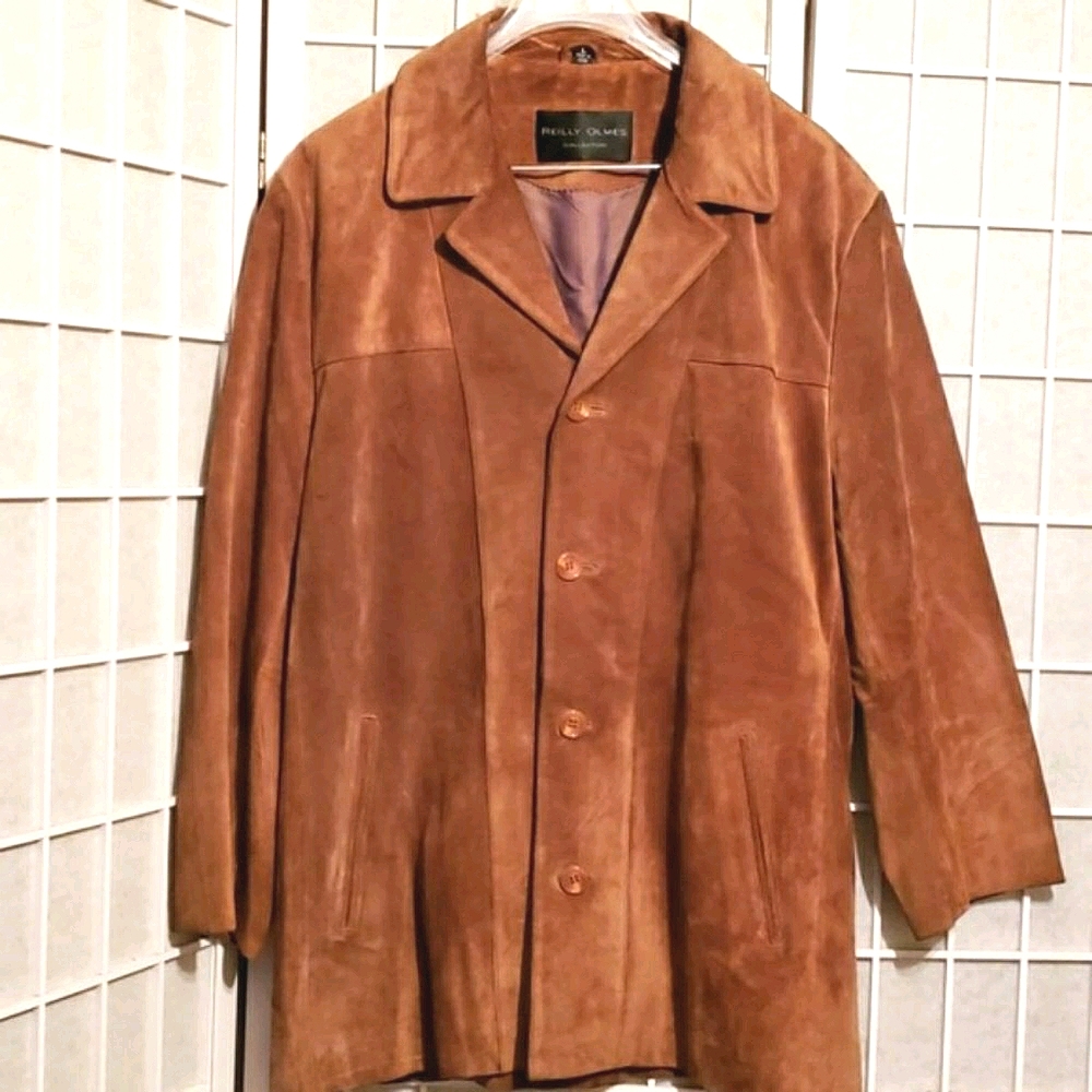 MEN'S REILLY OLMES RUST SUEDE 3/4 COAT SZ L